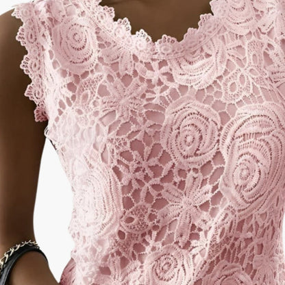 Women's Lace Blouse Mandarin Collar Floral Embroidery