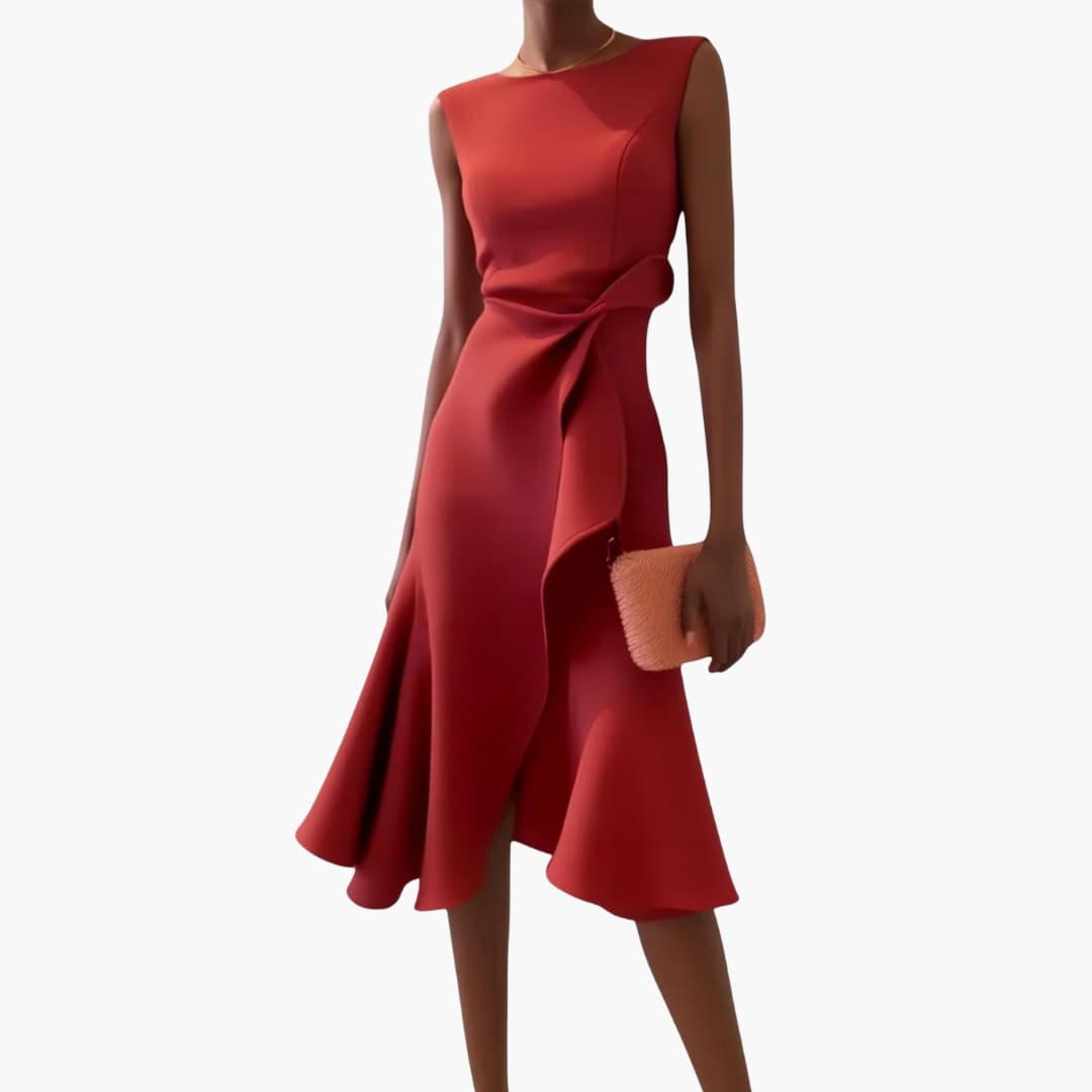 Women's Asymmetrical Sleeveless Midi Dress - Fashinoza