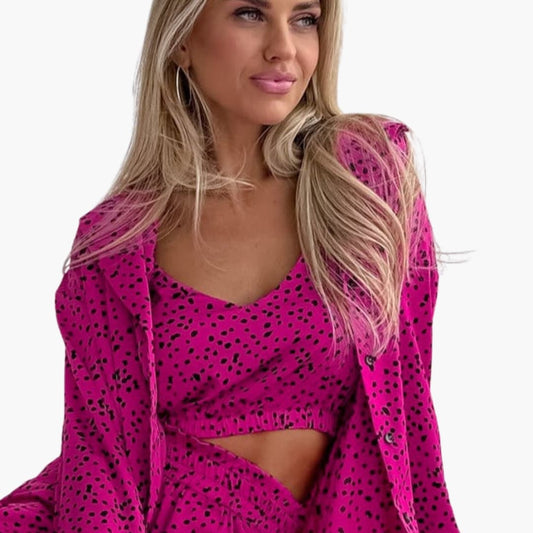 Women's Sleeveless Print Two Piece Shorts Set - Fashinoza