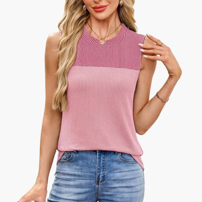 Women's Sleeveless Ribbed Tank Boat Neck
