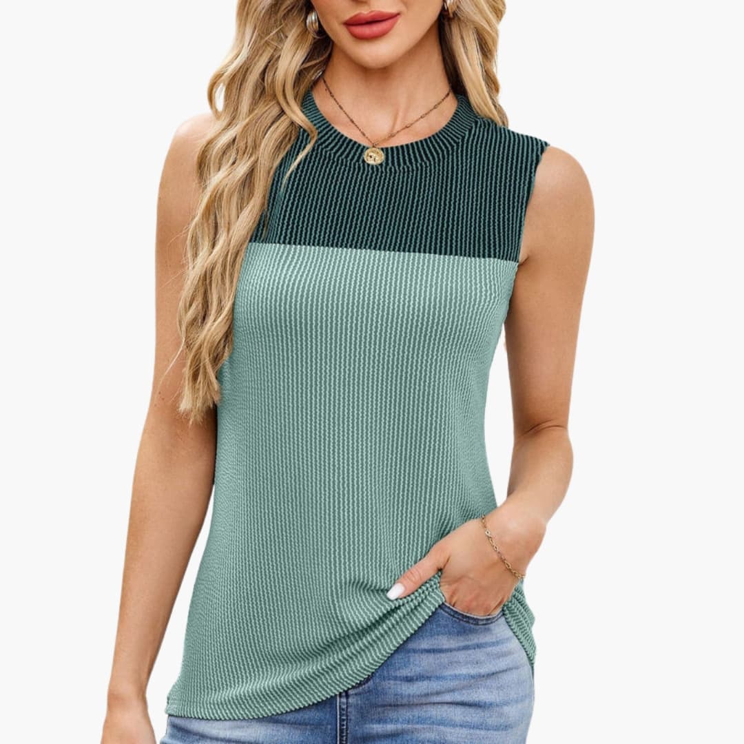 Women's Sleeveless Ribbed Tank Boat Neck