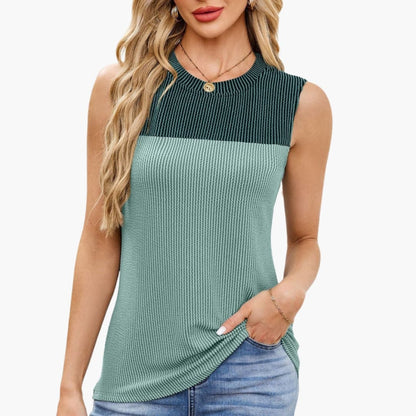 Women's Sleeveless Ribbed Tank Boat Neck