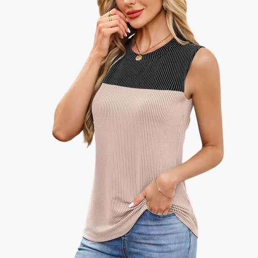 Women's Sleeveless Ribbed Tank Boat Neck - Fashinoza