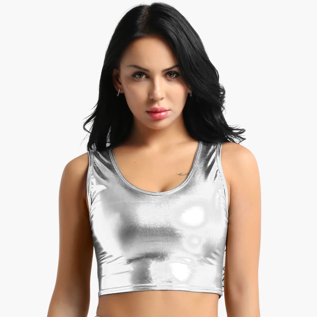 Women's Sleeveless Crop Round Neck - Fashinoza