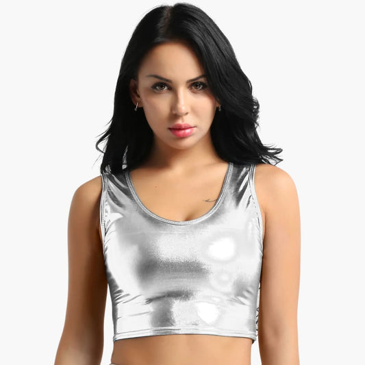 Women's Sleeveless Crop Round Neck - Fashinoza
