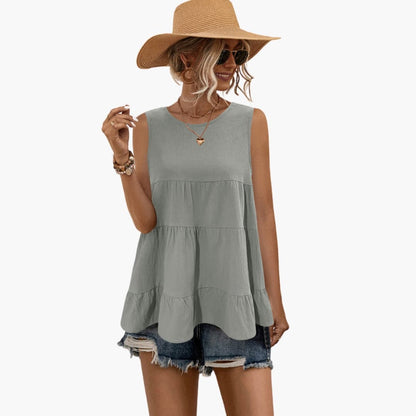 Women's Ruffle Tank Sleeveless Round Neck