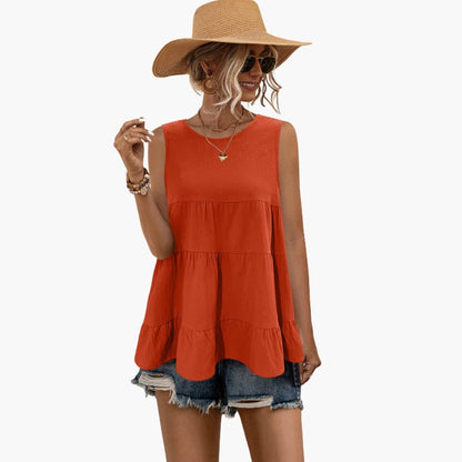 Women's Ruffle Tank Sleeveless Round Neck