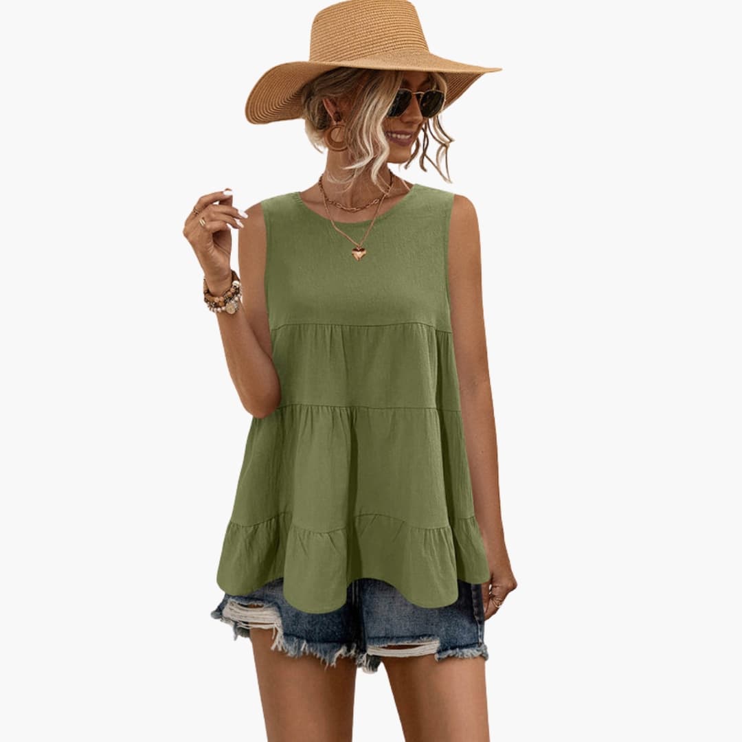 Women's Ruffle Tank Sleeveless Round Neck