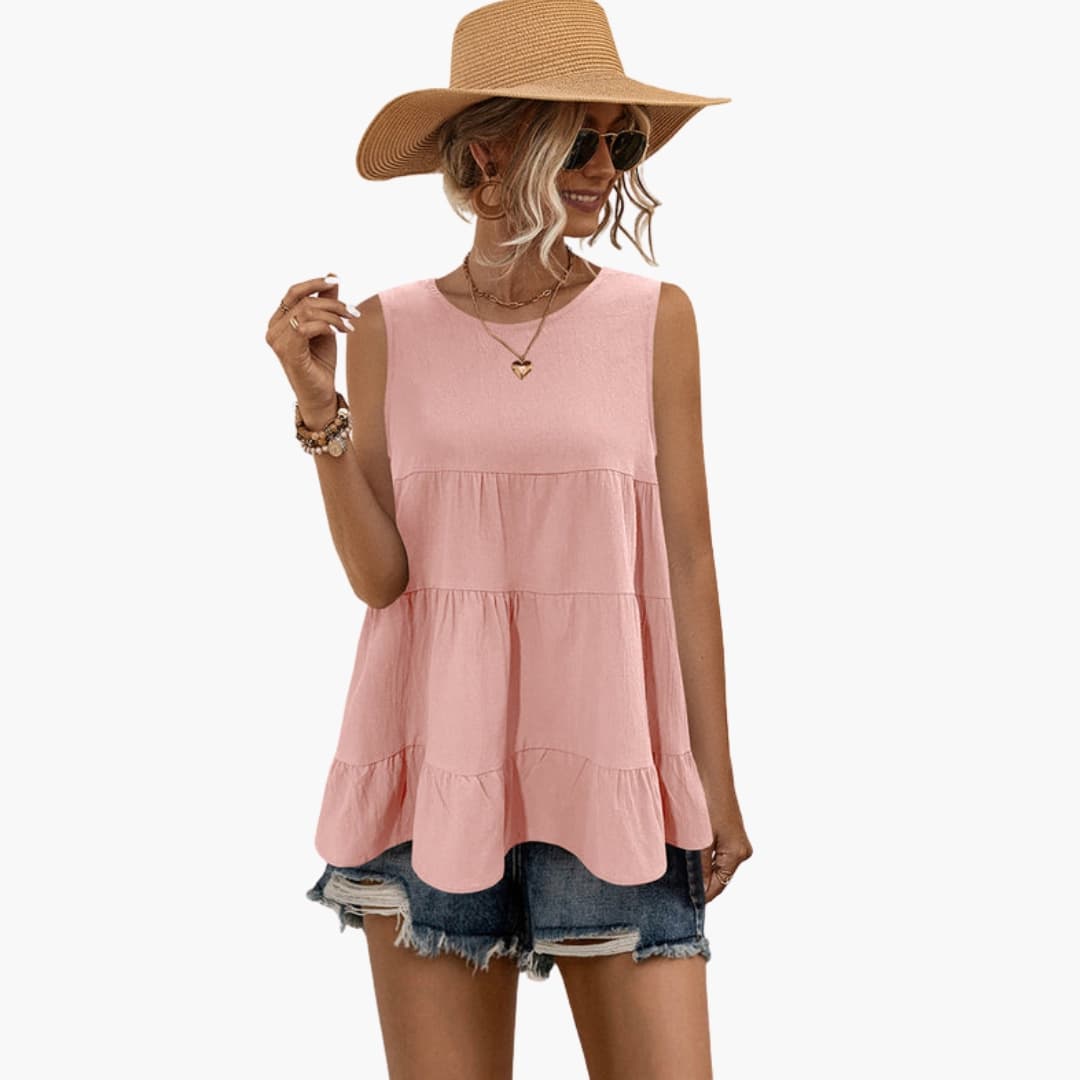 Women's Ruffle Tank Sleeveless Round Neck