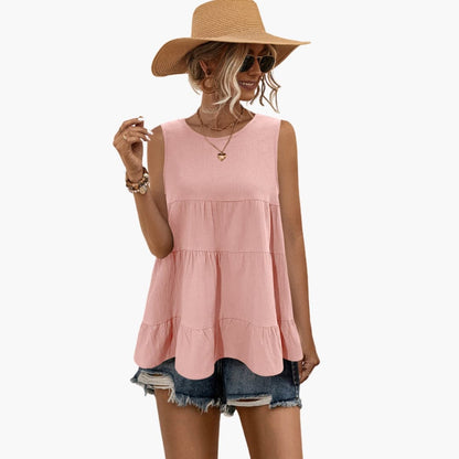 Women's Ruffle Tank Sleeveless Round Neck