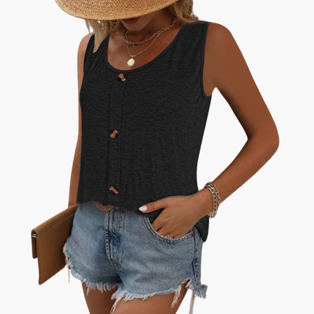 Women's Sleeveless Casual Decorative Buttons
