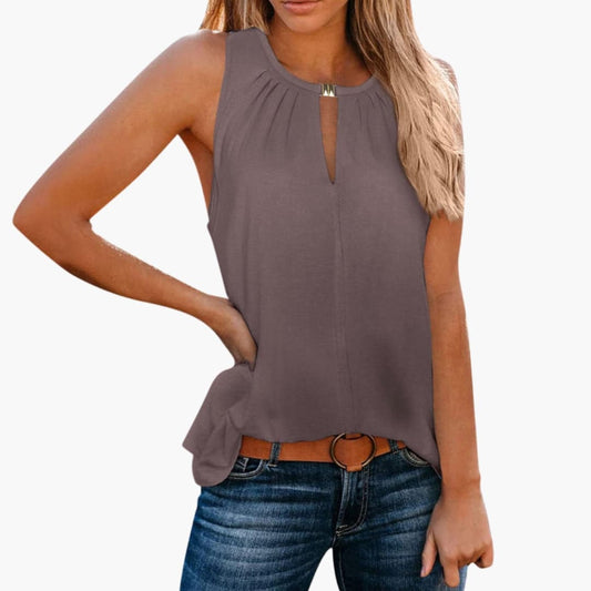 Women's Sleeveless Pleated Neckline - Fashinoza