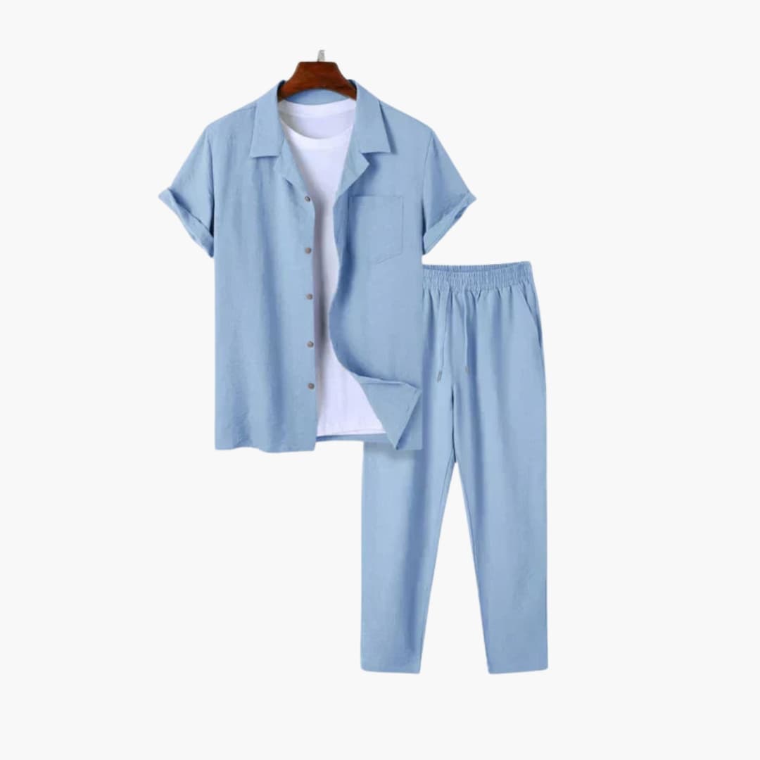 Women's Sleeveless Summer Two Piece Set Round Neck Wide Leg Pants