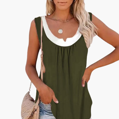Women's V-Neck Sleeveless Rounded Hem