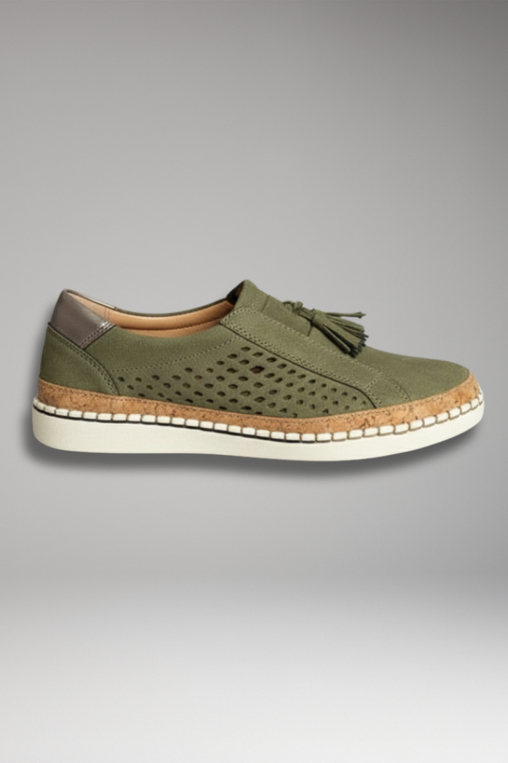 Women's Slip-On Shoes Perforated Upper Flat Sole - 
Fashinoza