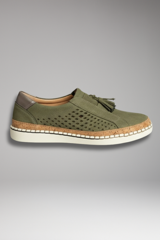 Women's Slip-On Shoes Perforated Upper Flat Sole - 
Fashinoza