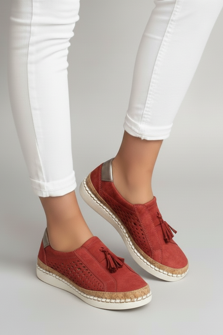 Women's Slip-On Shoes Perforated Upper Flat Sole