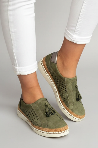 Women's Slip-On Shoes Perforated Upper Flat Sole