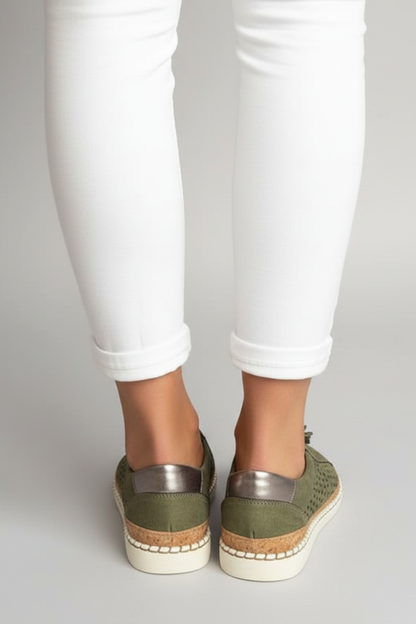 Women's Slip-On Shoes Perforated Upper Flat Sole