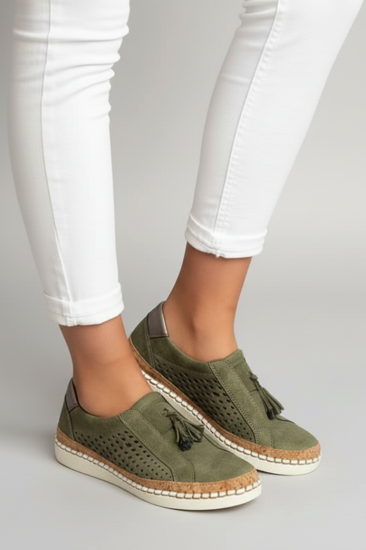 Women's Slip-On Shoes Perforated Upper Flat Sole