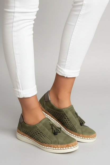 Women's Slip-On Shoes Perforated Upper Flat Sole