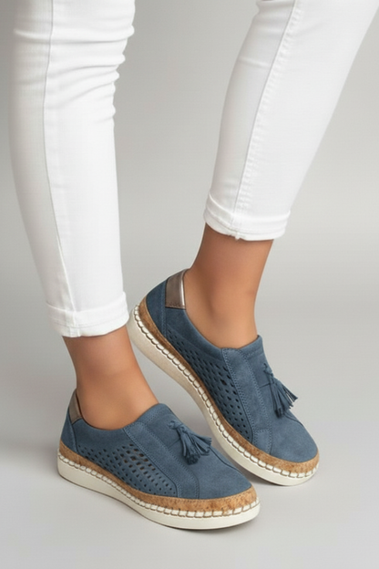 Women's Slip-On Shoes Perforated Upper Flat Sole