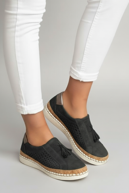 Women's Slip-On Shoes Perforated Upper Flat Sole