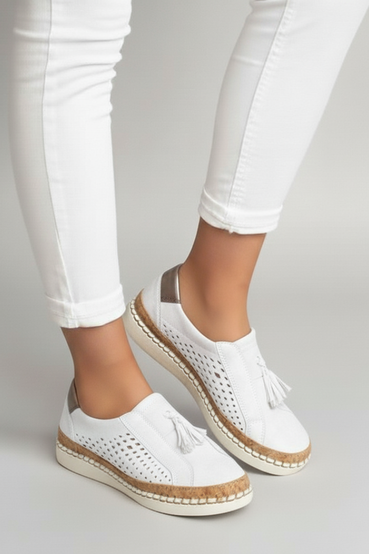 Women's Slip-On Shoes Perforated Upper Flat Sole