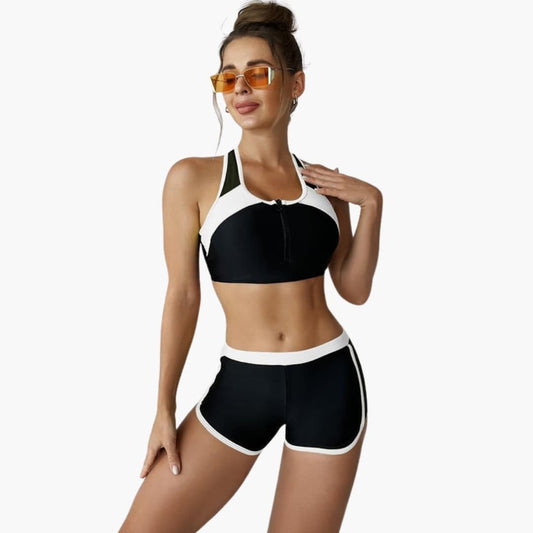 Women's Solid Bikini Swimsuit Adjustable Straps - Fashinoza