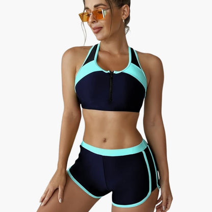 Women's Solid Bikini Swimsuit Adjustable Straps