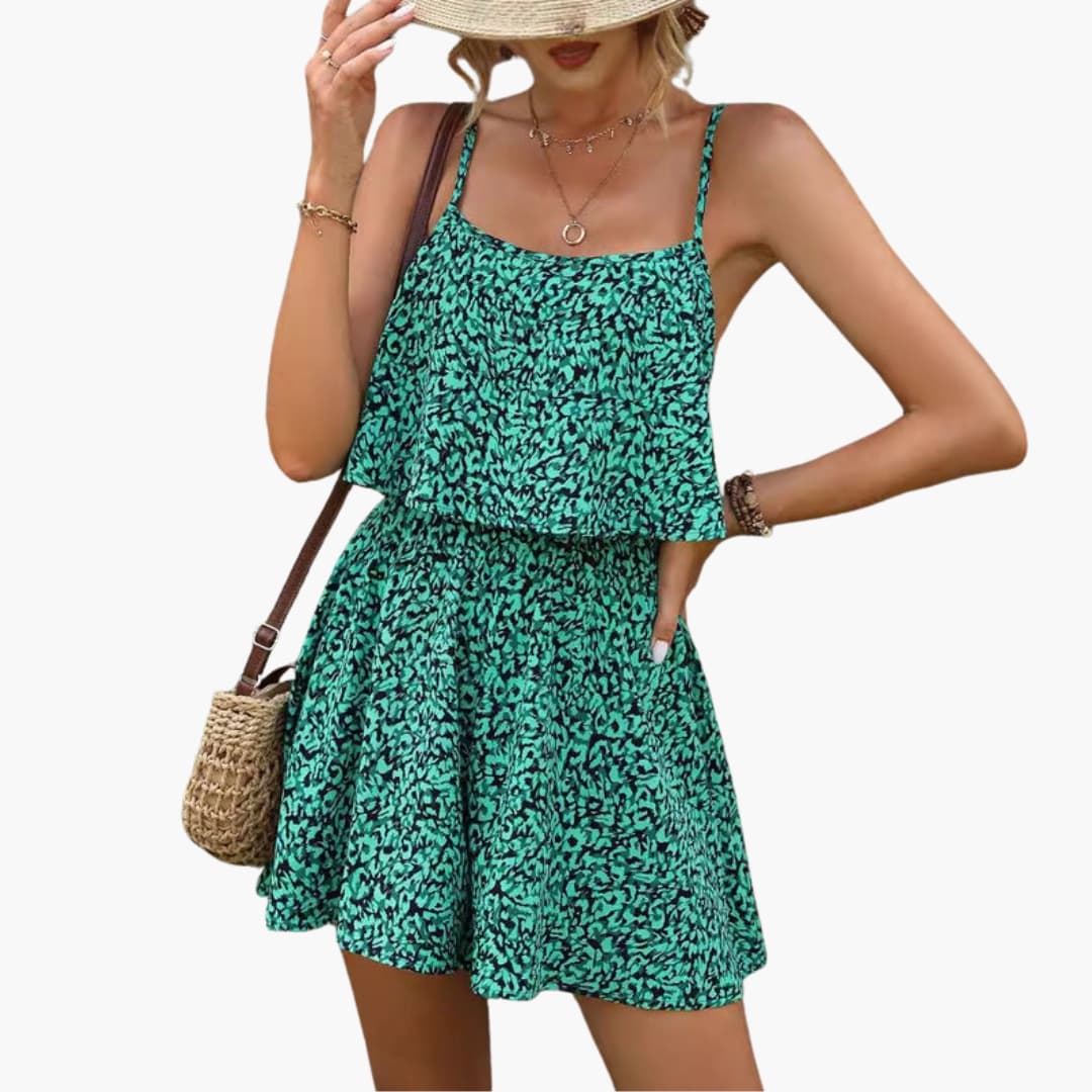 Women's V-Neck Jumpsuit Elastic Waist Spaghetti Strap - Fashinoza