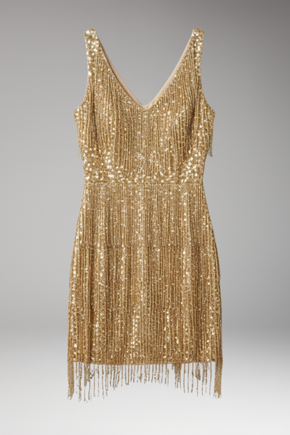 Women's Sequin Tassel Dress - 
Fashinoza