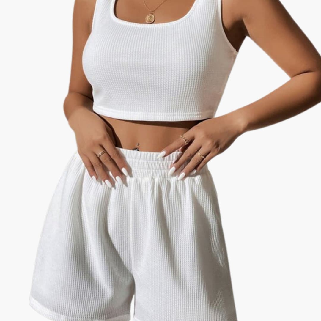 Women's Sporty Crop And Shorts Set