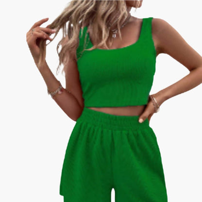Women's Sporty Crop And Shorts Set