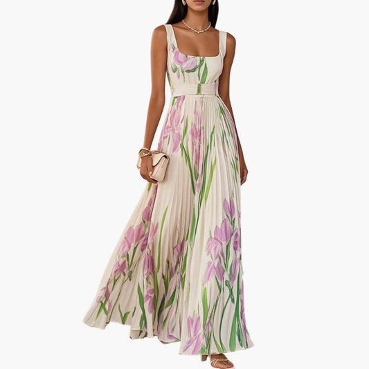 Women's Sleeveless Maxi Dress Pleated A-Line - Fashinoza
