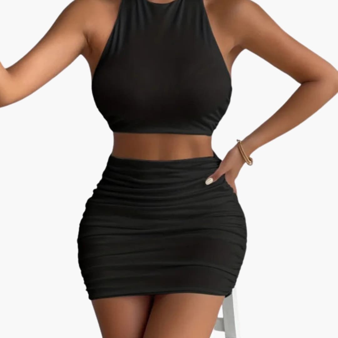 Women's Two-Piece Tube Wrap Skirt Set - Fashinoza