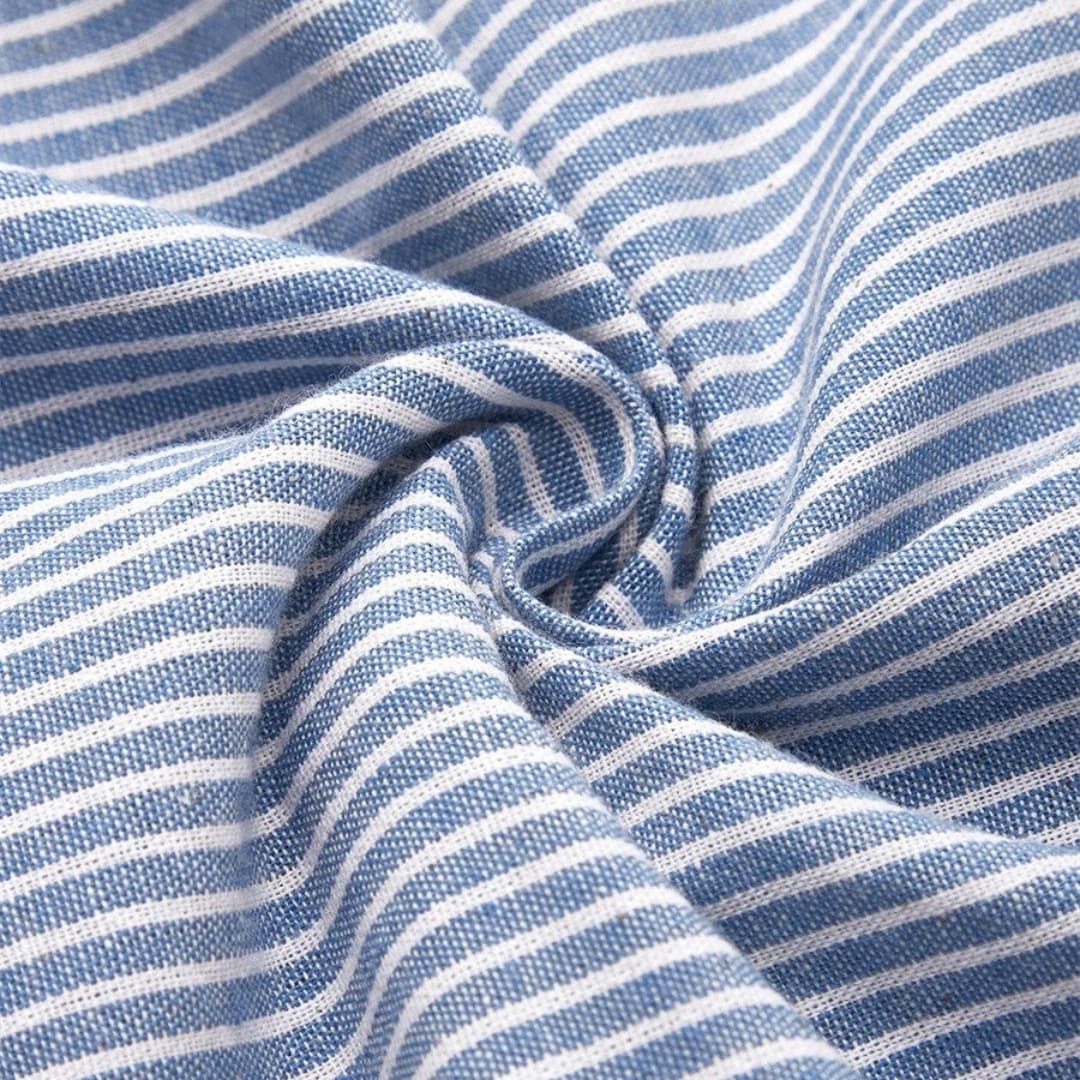 Women's Striped Midi Dress 3/4 Sleeve Button Front