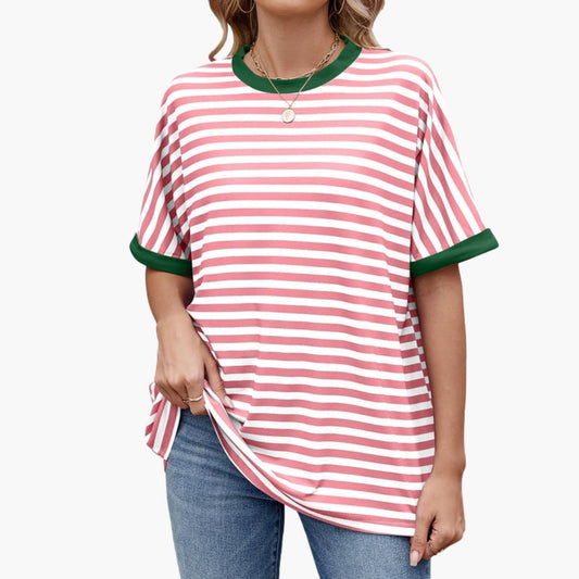 Women's Striped Short Sleeve T-Shirt - Fashinoza