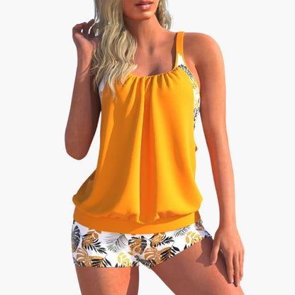 Women's Striped Swimsuit Tankini Adjustable Padded Cups
