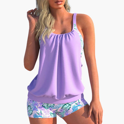 Women's Striped Swimsuit Tankini Adjustable Padded Cups