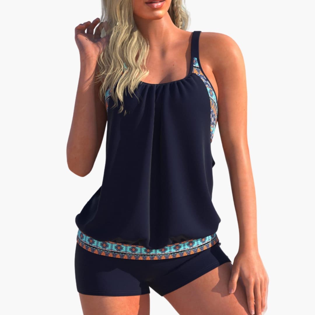 Women's Striped Swimsuit Tankini Adjustable Padded Cups