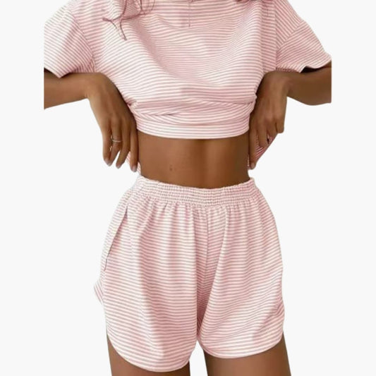 Women's Striped Two-Piece Outfit Set - Fashinoza