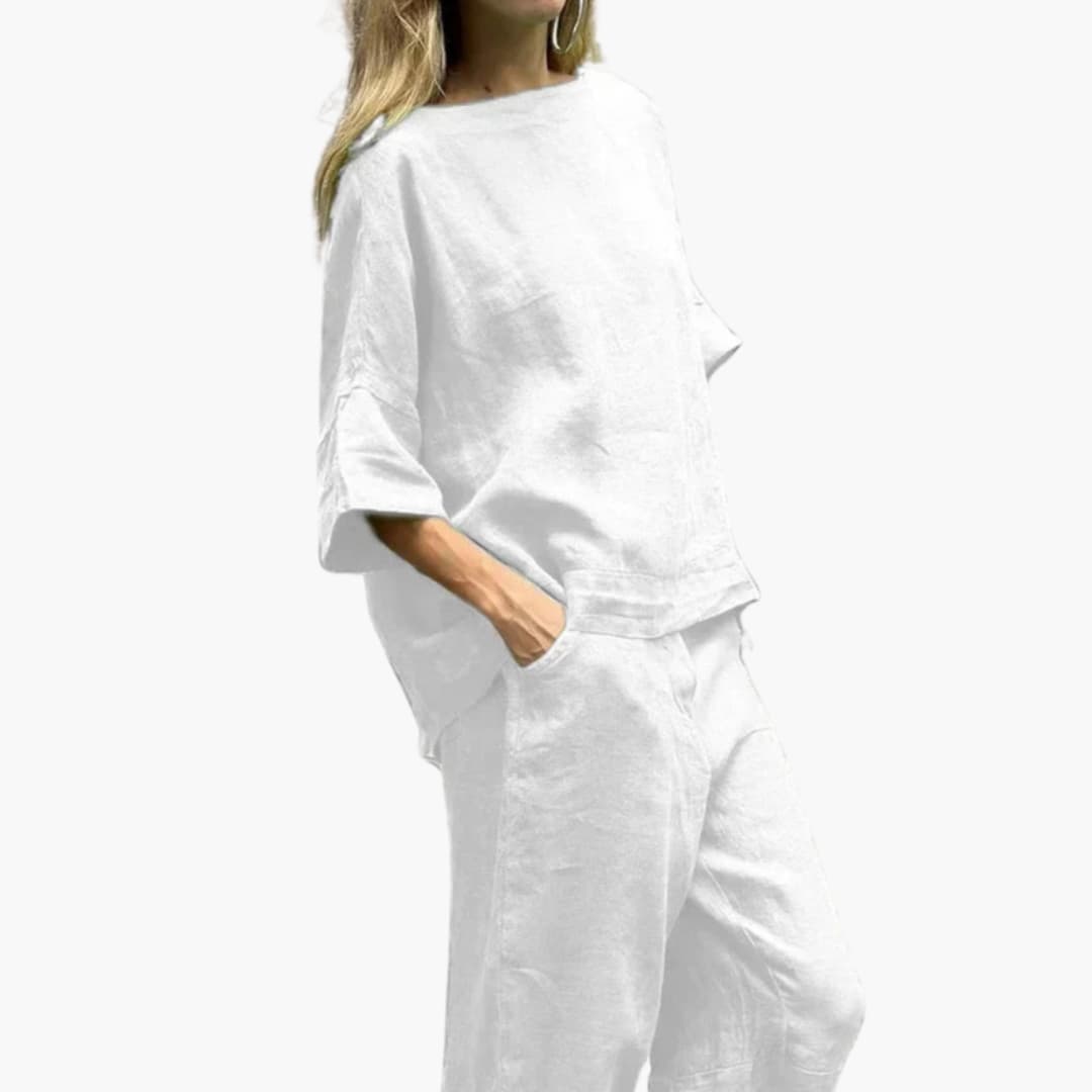 Women's Two-Piece Crop Set Cotton Casual