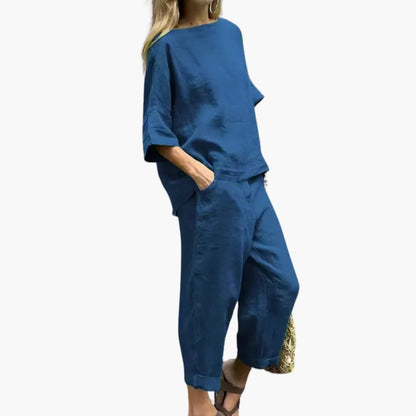 Women's Two-Piece Crop Set Cotton Casual - Fashinoza