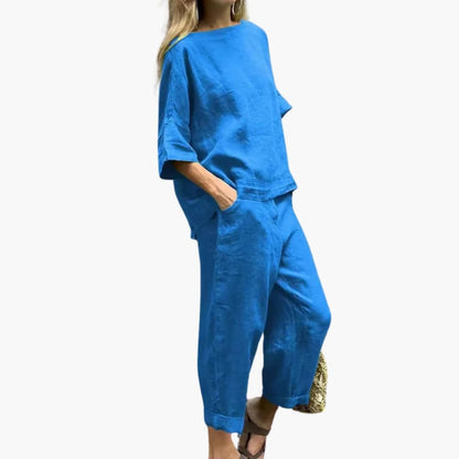 Women's Two-Piece Crop Set Cotton Casual