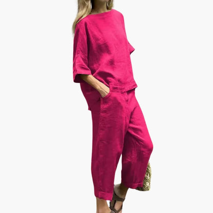 Women's Two-Piece Crop Set Cotton Casual