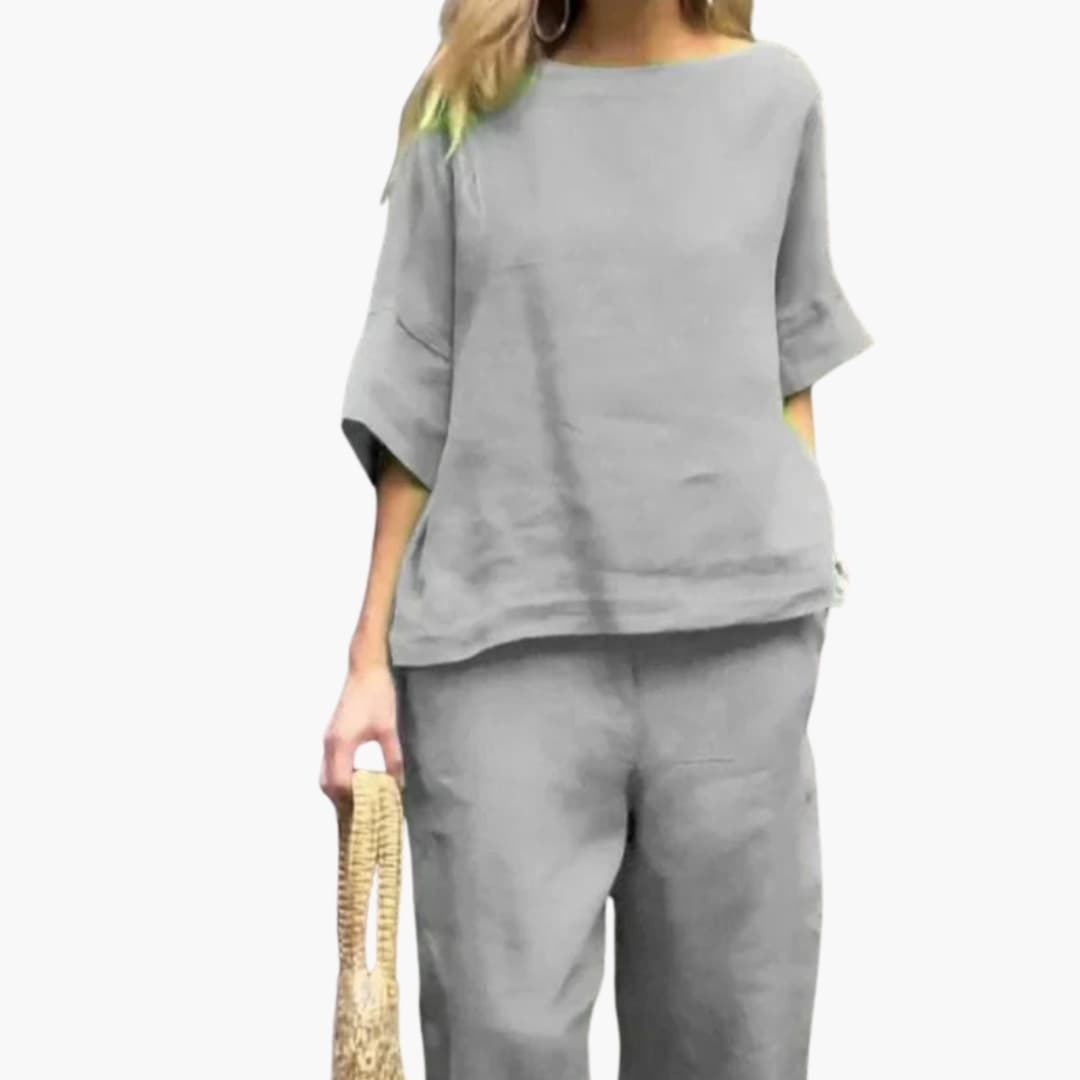 Women's Two-Piece Crop Set Cotton Casual