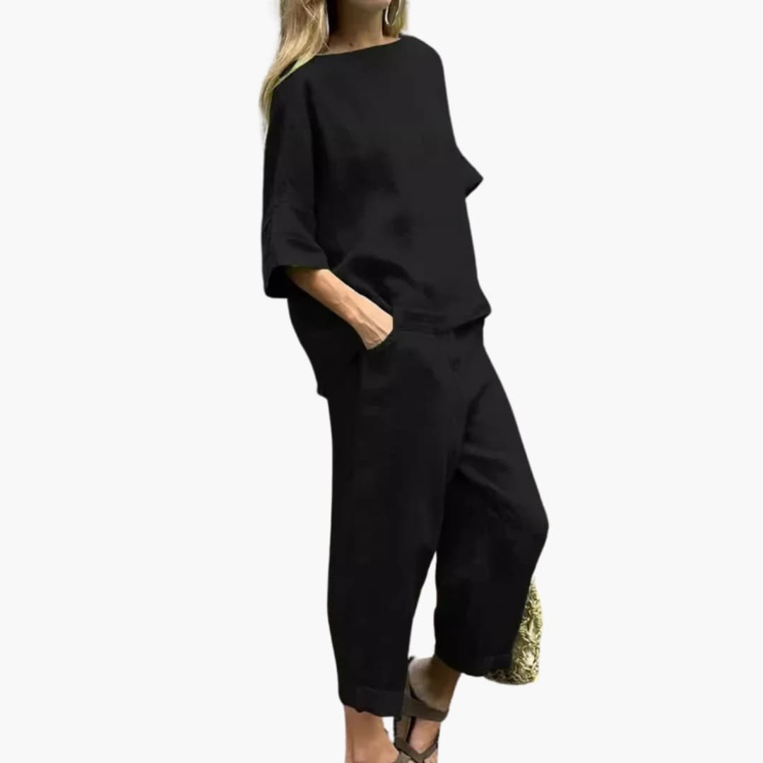 Women's Two-Piece Crop Set Cotton Casual