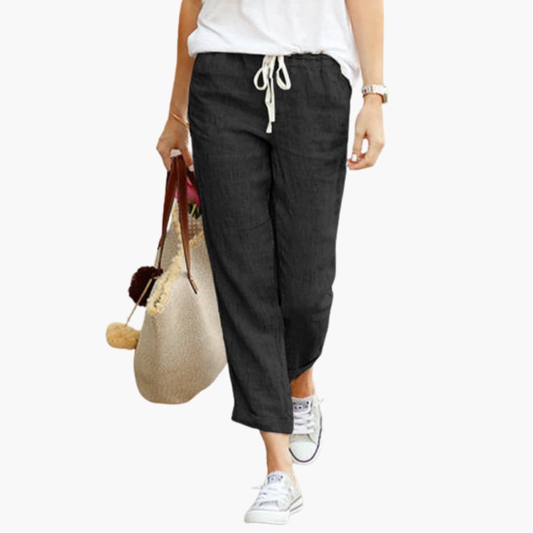 Women's Summer Pants Adjustable Waist Side Pockets - Fashinoza
