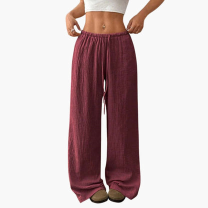 Women's Wide Leg Pants Elastic Waist Full-Length Trousers